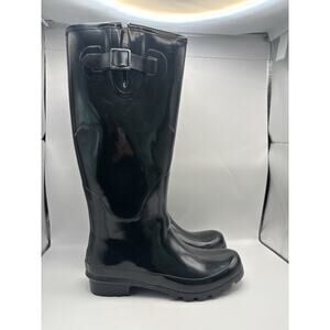 Gianni Bini High Black Rubber Rain Boots Women Size 8